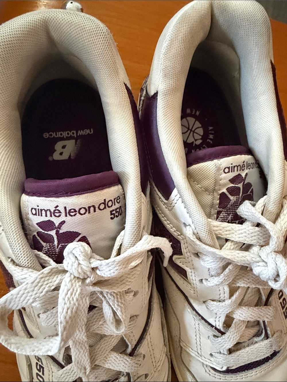 Aime Leon Dore Ald New Balance Men's White Purple 550 Leather Sneakers Womens 9 View 5